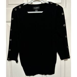 Iris Singer‎ Collection Black Long Sleeve Sweater with Button Detail Size 14